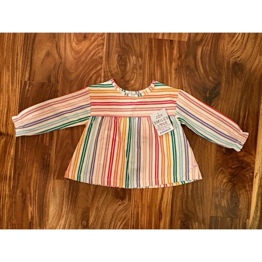 NWT RuffleButts Fairy Tale Rainbow Ava Tee, Striped Long Sleeve Top, size 2T